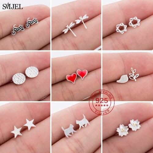 925 Sterling Silver Needle Jewelry Brincos S925 Circle Motorcycle Dragonfly Star Earring for Girl Kids Lady Gift pendientes