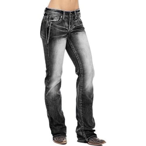 American Flag Stretch Washed Bootcut Jeans for Women High Waist Vintage Pants d88