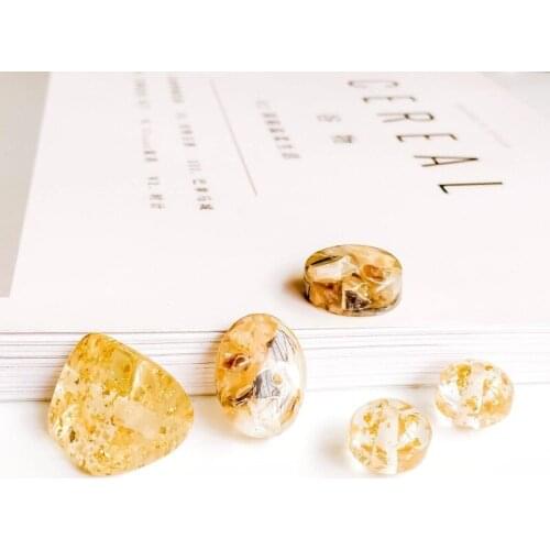 Gold foil Beads Triangular prism Bracelet Ear Drop Pendant Accessories Necklace Charms Jewelry Components Material 8pcs