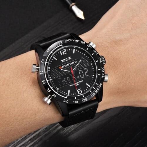 Mens Watches Top Brand Luxury Relogio Masculino Reloj Hombre 2018 Leather Top Retro Fashion Double Time Man Wristwatch