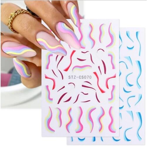 Color Milk Lines Cow Skins Nails Art Back Glue Decals Decorations Nail Stickers For Nails Tips Beauty