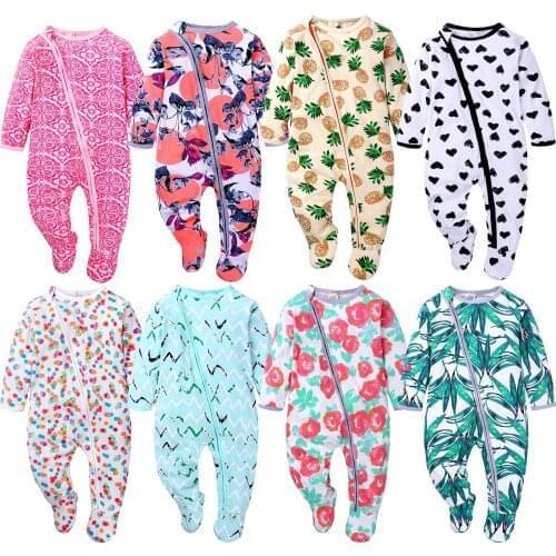 Baby Rompers Autumn Baby Kids Double Zipper Clothes Sleeping Pajamas Rompers Newborn Overalls Infant Baby Boy Girls Playsuit