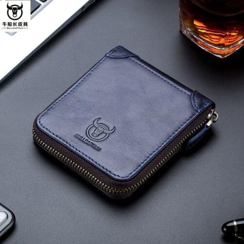 Mens Purse Mens Leather Wallet Retro Simple Zipper Card Bag Short Coin Purse Card Holder