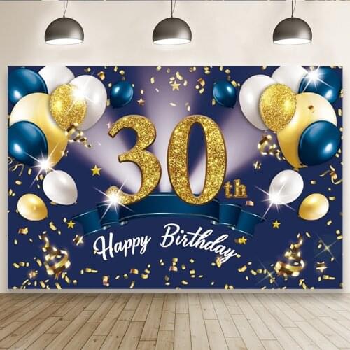 30th 50th Happy Birthday Theme Backdrop Friend Family Glitter Balloons Party Photo Backgrounds Photocall Prop Decoration Banner