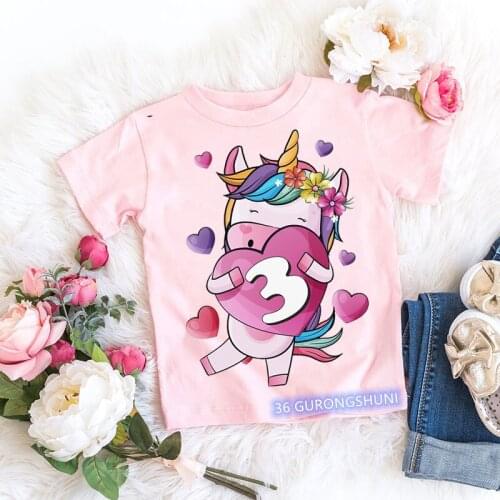 Cartoon Horse T Shirt Birthday Gift Number Clothes Graphics Children Boys Girls Clothes Kids Tops Short Sleeved Top 1676