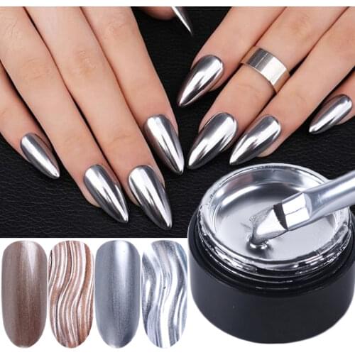 6ml Mirror Metal Gel Nail Polish Silver Rose Gold Painting Drawing UV Soak Off Gel Varnishes Lacquers For Manicure SA776-1
