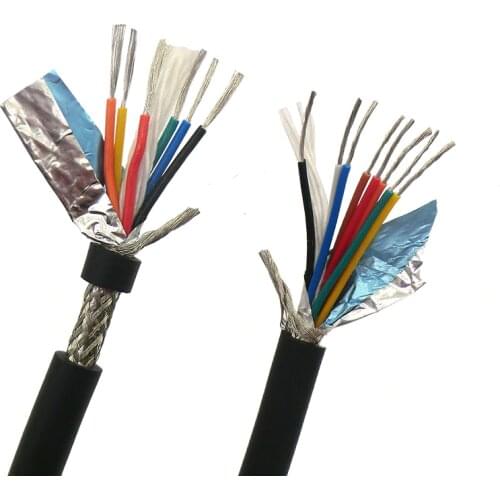 Flexible Shielded Cable 0.14,0.2,0.3mm² Control Wire 26,24,22AWG Tinned Copper 2,3,4,5,6,8,10,12,14,16,20 core