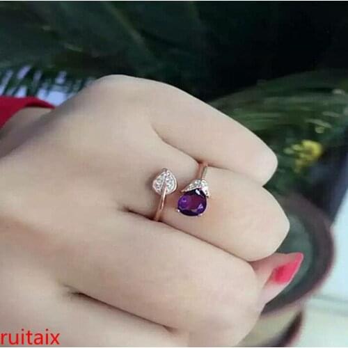 KJJEAXCMY fine jewelry 925 Pure silver inlaid with gemstone natural amethyst ring jewelry