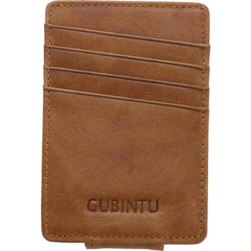 Male Female Wallet Purse with Card Bill Thin Coins Pocket Genuine Leather Mini Slim Cash Women Men Holder Clamp for Money Clip i