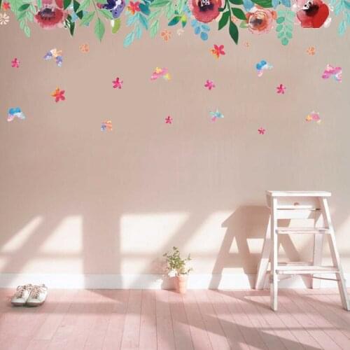 Red Flower Kickline Wall Sticker Removable Window Pastrol Plane Poster Mural Diy Wallpaper For Living Room Home Decoration Sale