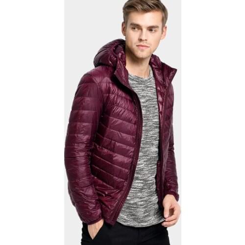 Light Hooded Down Jacket Men 2018 Warm Down Coat 7 Colors Slim Solid Zipper Mens Coats L0611