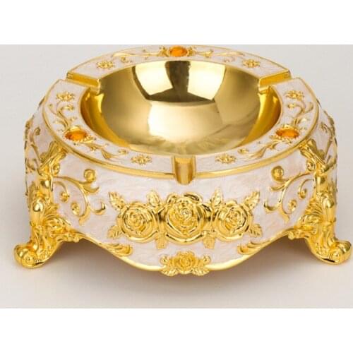 European Style Metal Ashtray Living Room Luxury Alloy Ashtray Bar KTV High-end Club Hotel Ashtray
