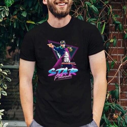 Fashion Japanese Anime Jojo Bizarre Adventure T Shirt Men Funny O-neck Tee Manga Print Street Clothing Casual Hipster Tops