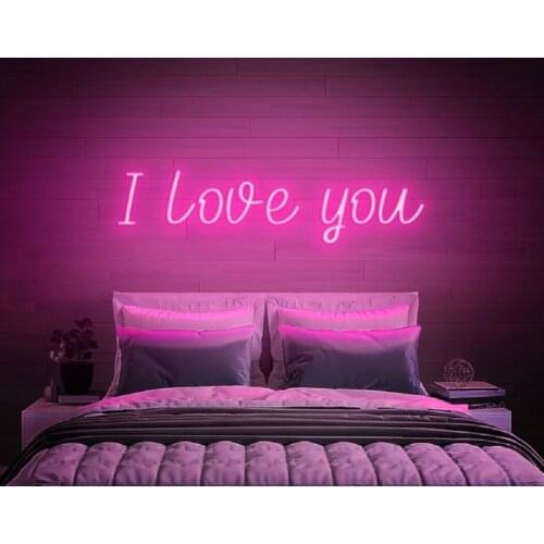 Custom I Love You Neon Sign Led Acrylic Flex Transparent Light Decor Window Wall Hanging for Home Room Bedroom Wedding Party
