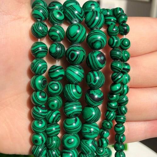 Wholesale Green Malachite Round Loose Spacer Stone Beads for Jewelry Making DIY Bracelet Strand 15" 4mm 6mm 8mm 10mm 12mm