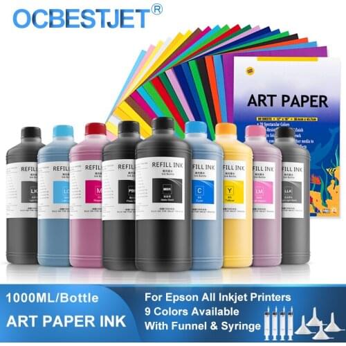 1000ML/Bottle Art Paper Ink Art Pigment Ink For Epson T50 T60 P50 P60 R200 R260 R280 L1300 1390 1400 1410 1430 1500W T1100 T1110
