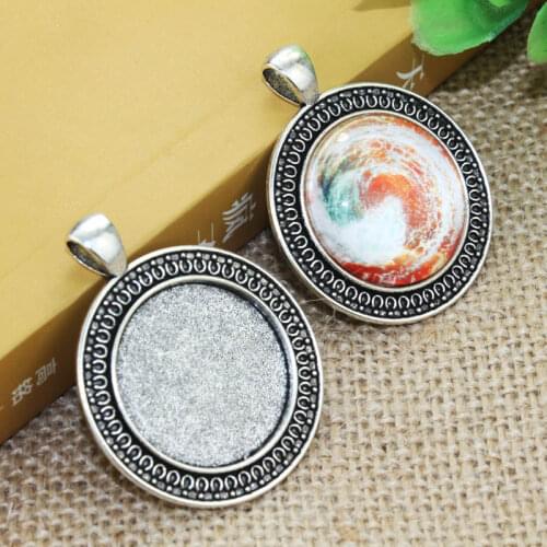 5pcs 25mm Inner Size Zinc alloy Bohemian style Pendant Cameo Cabochon Base Setting F-020201