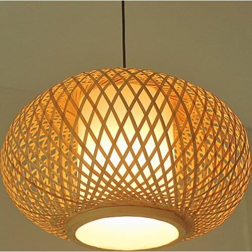 Hand knitted Bamboo Pendant Light,Japan style E27 for restaurant bedroom Rustic rattan art lampadario industrial lamp suspendues