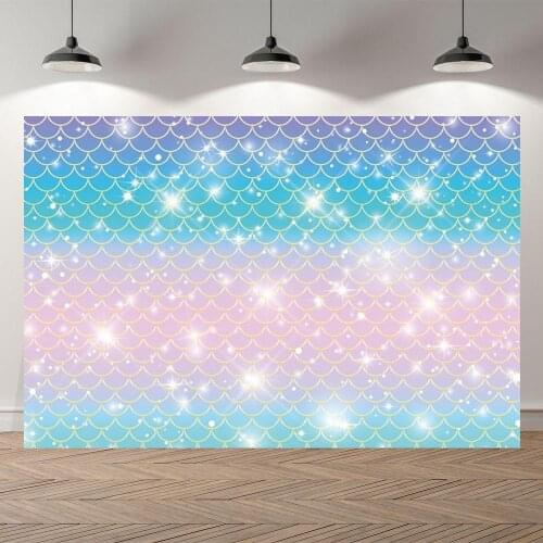Little Mermaid Princess Backdrops Rainbow Fish Scales Bubbles Baby Shower Photography Backgrounds Girl Newborn Photocall