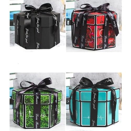 Hexagon Surprise Explosion Box DIY Handmade Scrapbook Photo Album Wedding Gift Box for Valentine Christmas Gift Boxes