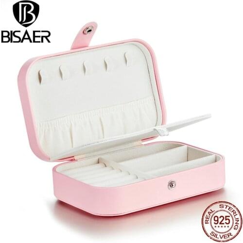 Jewelry Box Multi-function Pink Display Case For Rings Earring Necklace PU Leather Soft Material Women Storage Box Bag BZ0065