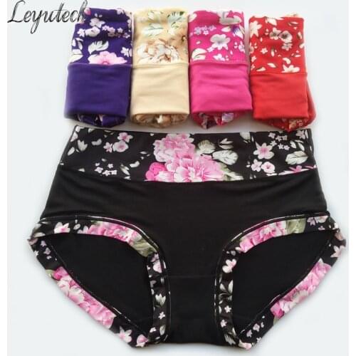 New Underwear Women 5Pcs Sexy Panties Cotton Panty Print Briefs Tanga Cute Thong For Women Underwear Calcinhas 4XL Pink