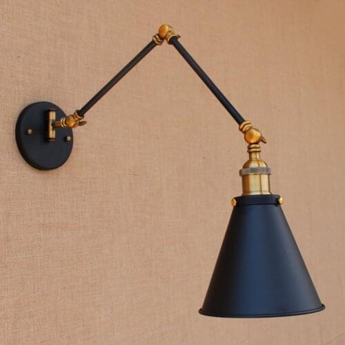 Rustic Retro Loft Style Industrial Wall Lamp Vintage Wall Sconce Adjustable Long Swing Arm Light Applique Murale Luminaire