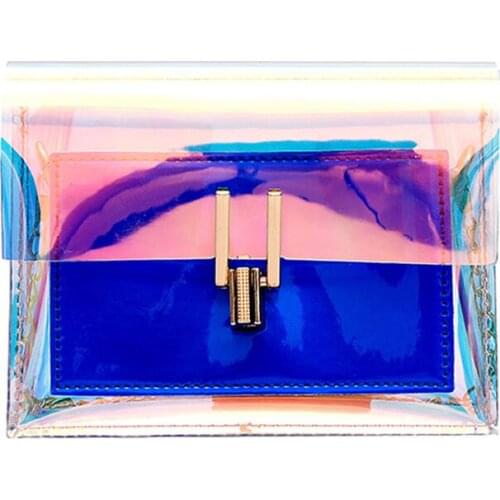 Pvc Waterproof Beach Bag Bags for Women 2021 Fashion Transparent Laser Bag Fashionable Lady Cross Bag Messenger Waterproof