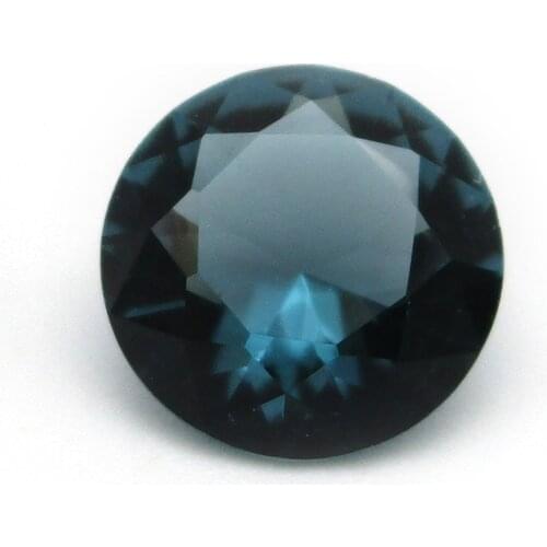 High Quality 3mm-10mm Round Brilliant Cut Ink-Blue Color Glass Stone Loose Synthetic Gems Free Shipping