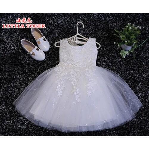 High Quality Brand Girl Lace Princess Dress with Sequin Bow Kids Girl Wedding Dress Infants Sleeveless Bridesmaid Clothes