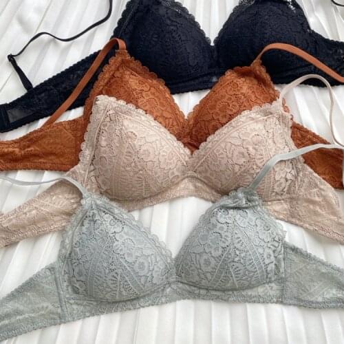 Wriufred Steel ring-free lingerie triangle cup underwear women thin cup bralette girl summer gather push-up bra