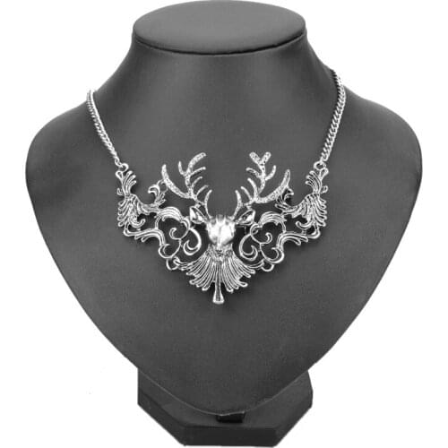 Womens Choker Classic Elk Deer Collar Necklaces Vintage Statement Necklace Pendant Jewelry Collier Gift
