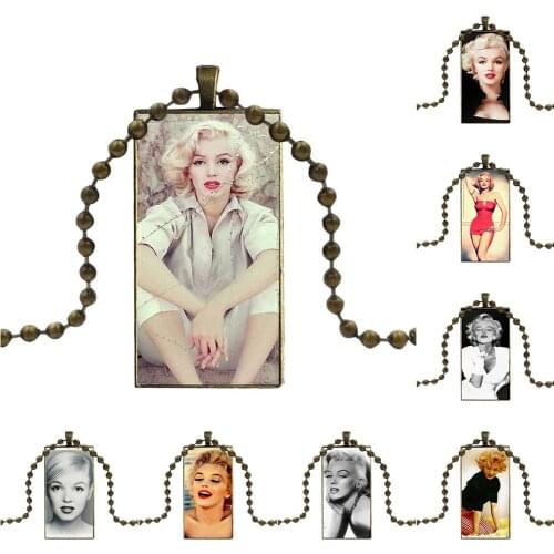 2019 Hybrid Marilyn Monroe Design Fashion Vintage Glass Women Rectangle Necklace Pendants For Women Fashion Jewelry