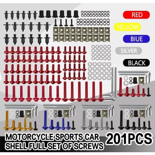 201 PCS Motorcycle CNC Fairing Bolts Kit Screws For YZF 600 1000 R1 R6 R3 R15 R25 T-MAX 530 TMAX 500