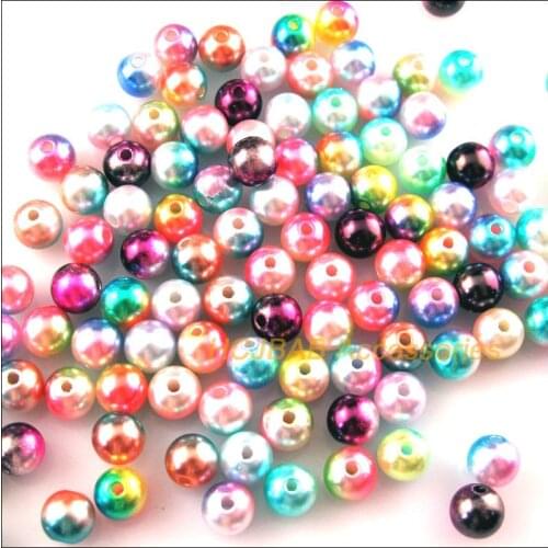 200Pcs Colored Loose Smooth Round Acrylic Plastic Spacer Beads Charms 6mm