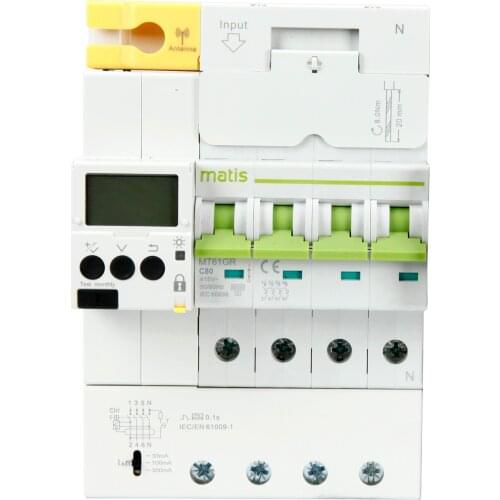 3 Phase 80A remote control wifi smart Din rail energy meter kwh with over under voltage current protection RS485