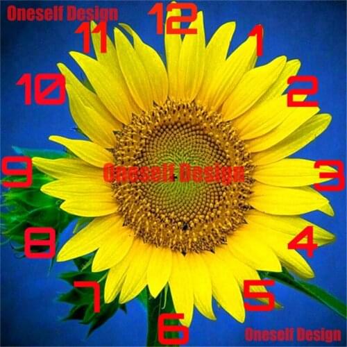 5d diamond painting clock sunflower 5d diamond embroidery clock rhinestone pictures decoration home diamond art kit diy frame