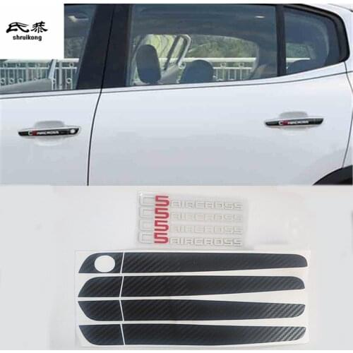 8pcs/lot Car stickers carbon fiber outside door shake handshandle decoration cover for 2017-2019 Citroen C5 AIRCROSS