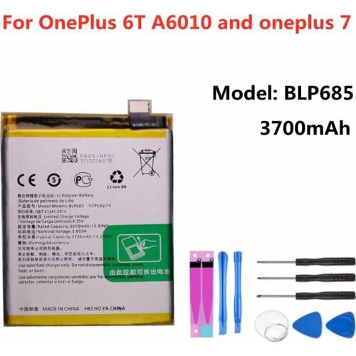 BLP685 Battery For OnePlus 6T A6010 / Oneplus 7 Phone Battery 3700mAh High Capacity Replacement Li-ion Batteries + Tools