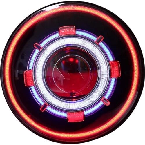 Car accessories 7inch led round headlight with halo angel eye for jeep