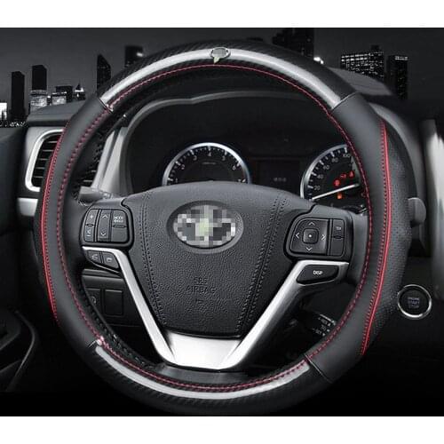 Car Carbon Fiber Leather Steering Wheel Cover For Toyota RAV4 Prado Corolla Land Cruiser Previa Tarago Pixis Celica Auto parts