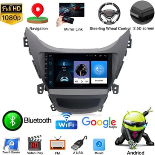 9'' Android 9.1 Car Multimedia Video Player Car Stereo Radio GPS Navigation BT FM WIFI 1+16GB for Hyundai Elantra 2011-2013 2Din
