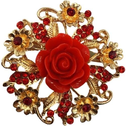 Red 58mm Crystal Flower Large Brooch Pins and Brooches Wedding Jewelry Bijouterie Corsage Dress Coat Accessories BRO29