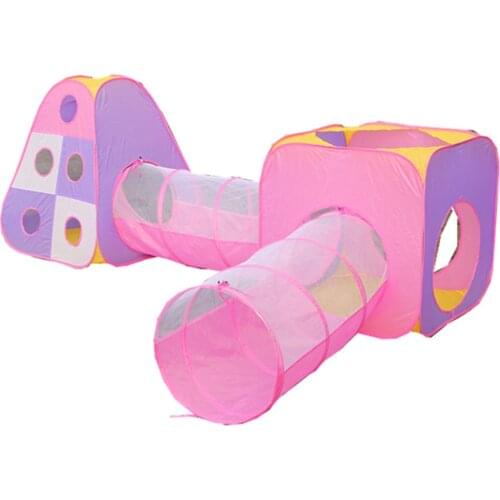 LazyChild Childrens tent with tunnel playhouse Childrens outdoor printed combined play tent four-piece foldable