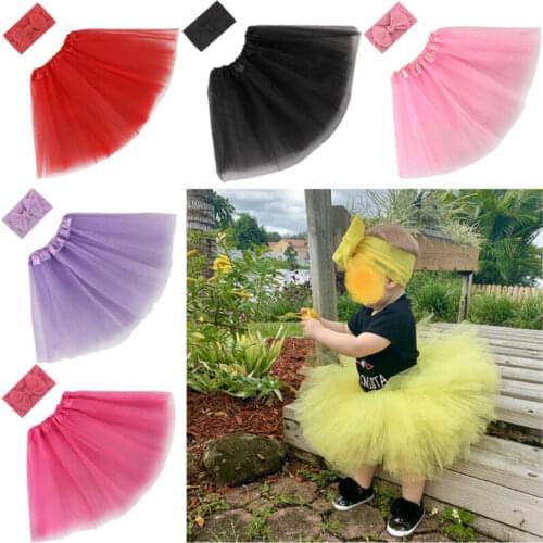 Baby Skirts Lovely Newborn Baby Toddler Girls Hairband Tutu Skirt Photo Ball Gown Costume Solid Bow Headband Summer 2020