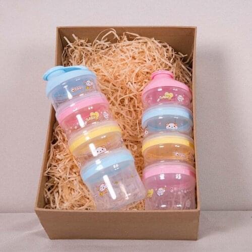 Baby Milk Powder Container Portable Formula Food Storage Cartoon 4 Layers Makeup Baby Bottle Sippy Cup New Arrival