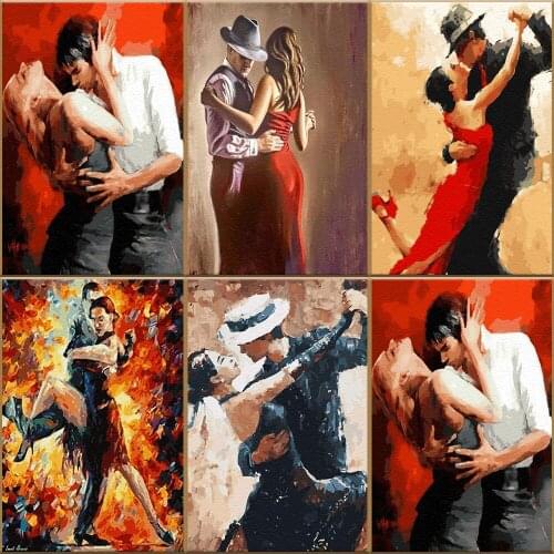 DIY Painting By Numbers Modern Duet Dance Pictures Dancing Partner Decorative Canvas Paintings Coloring By Numbers Unique Gift