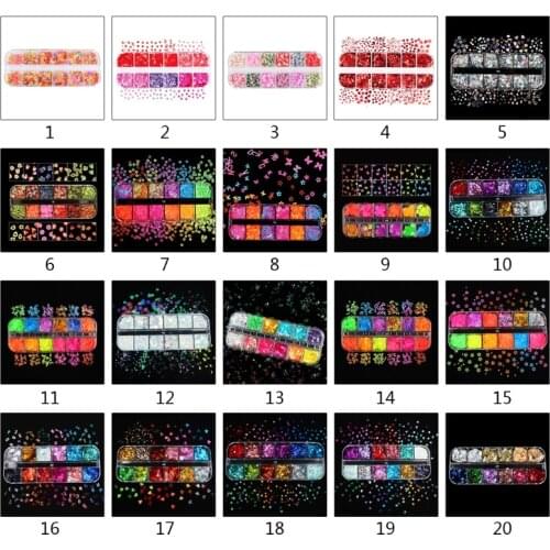 12 Grids/Box Nail Art Fluorescent Sequins Holographic Glitter Flakes Jewelry Epoxy DIY Resin Mold Filling Decor