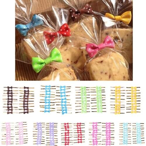 20PCS/lot Metallic Twist Wire Tie Bowknot Polka Dot Ties for Candy Cookie Cake Bag Gift Wrapping DIY Wedding Party Decoration