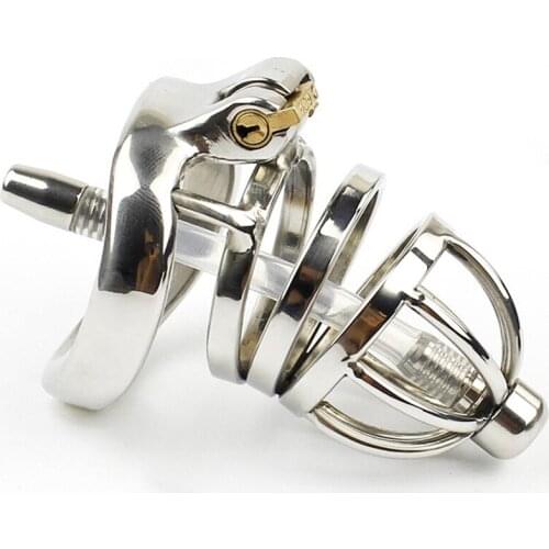 Stainless Steel Chastity Belt Penis Cage Cock Ring Sleeve Male Chastity Device With Urethral Catheter BDSM Sex Toys For Men